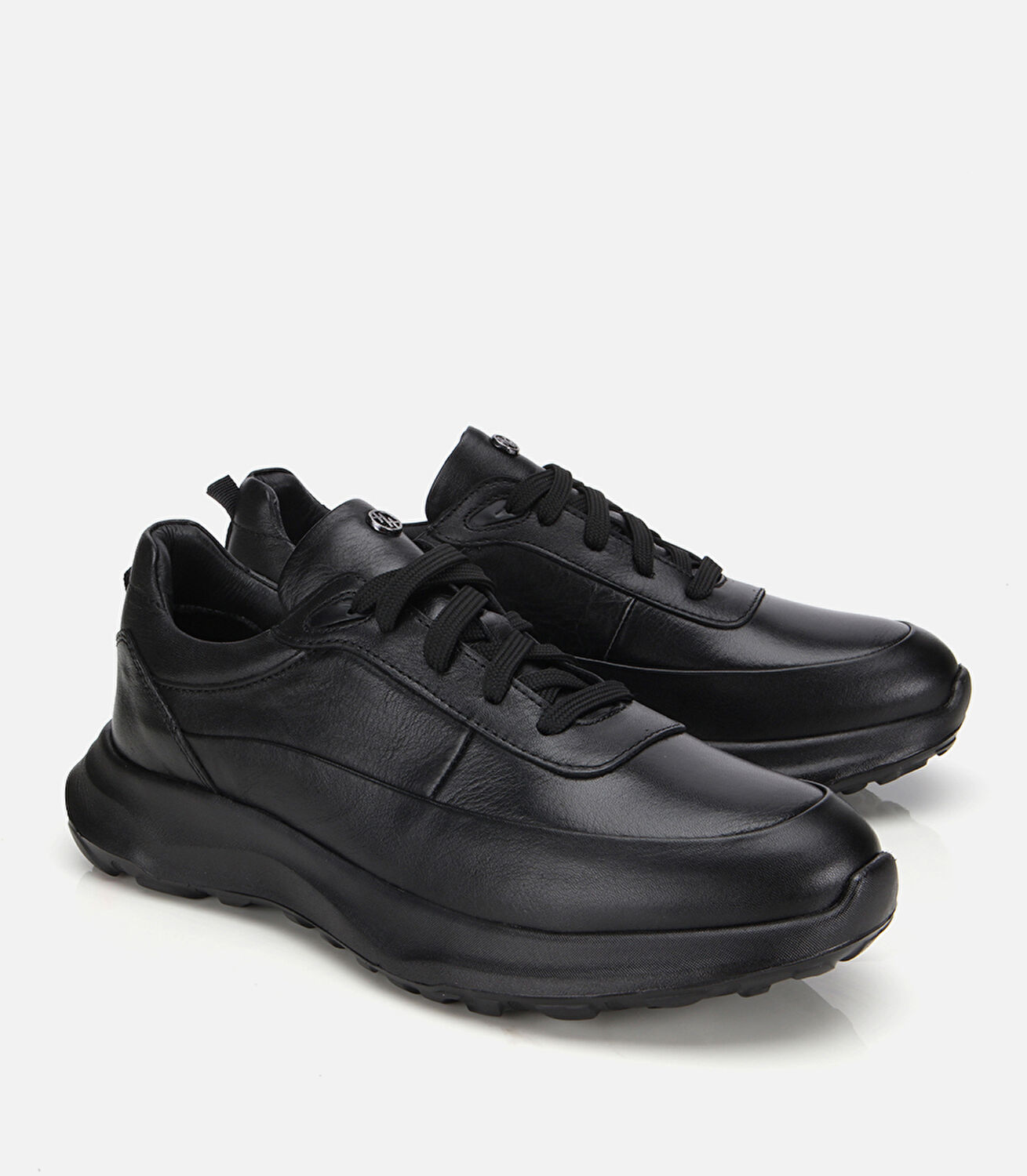 Erkek Deri Siyah Yumuşak Dokulu Yüksek Tabanlı Spor Ayakkabı