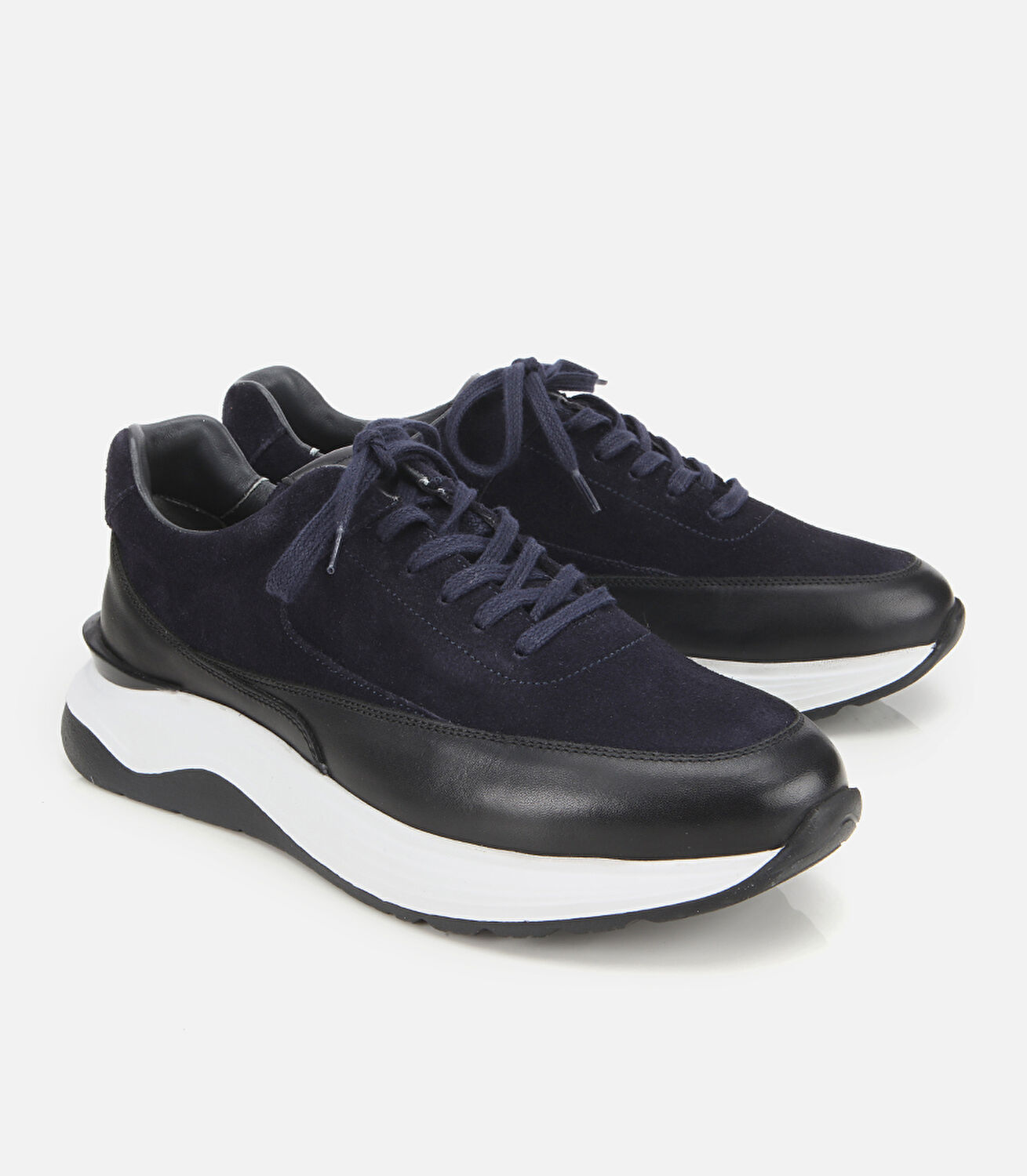 Erkek Süet Deri Lacivert Kalın Tabanlı Spor Ayakkabı