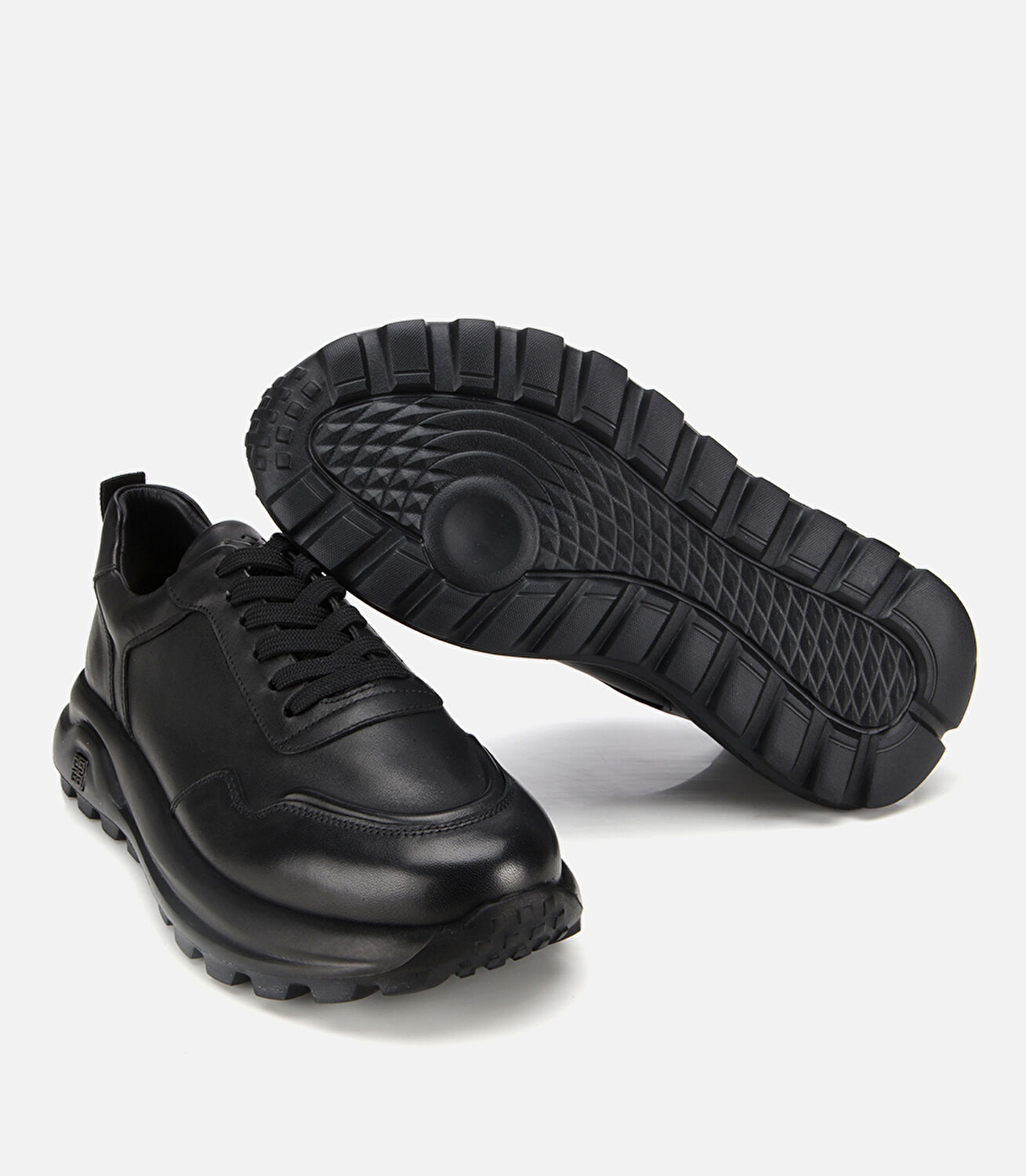 Erkek Deri Siyah Comfort Yüksek Tabanlı Spor Ayakkabı