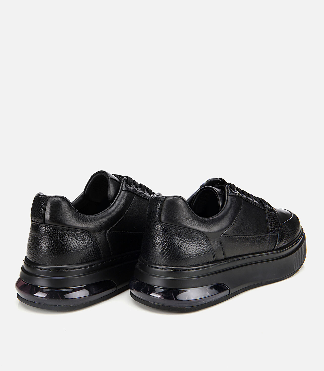 Erkek Deri Siyah Esnek Tabanlı Comfort Spor Ayakkabı