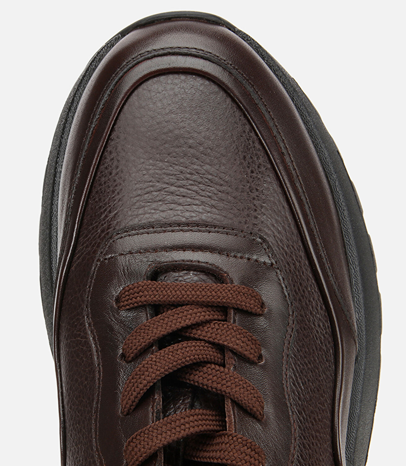 Erkek Deri Kahverengi Kalın Tabanlı Spor Ayakkabı