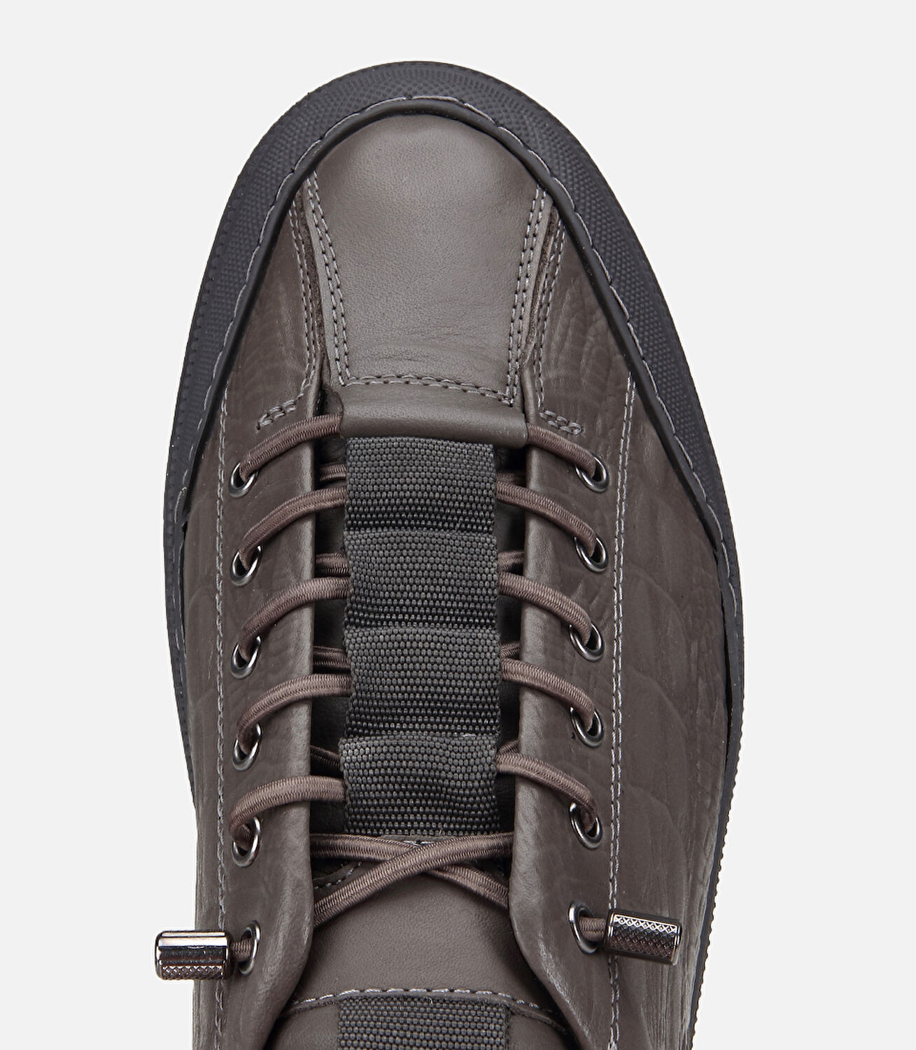 Erkek Deri Gri Bağcık Detaylı Düz Spor Ayakkabı