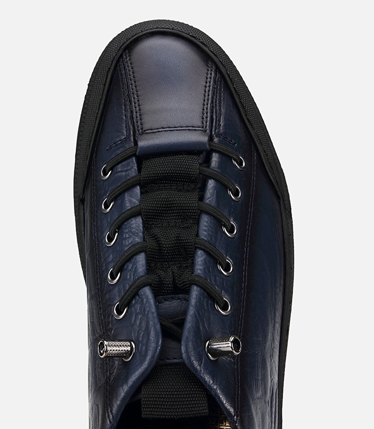 Erkek Deri Lacivert Bağcık Detaylı Düz Spor Ayakkabı