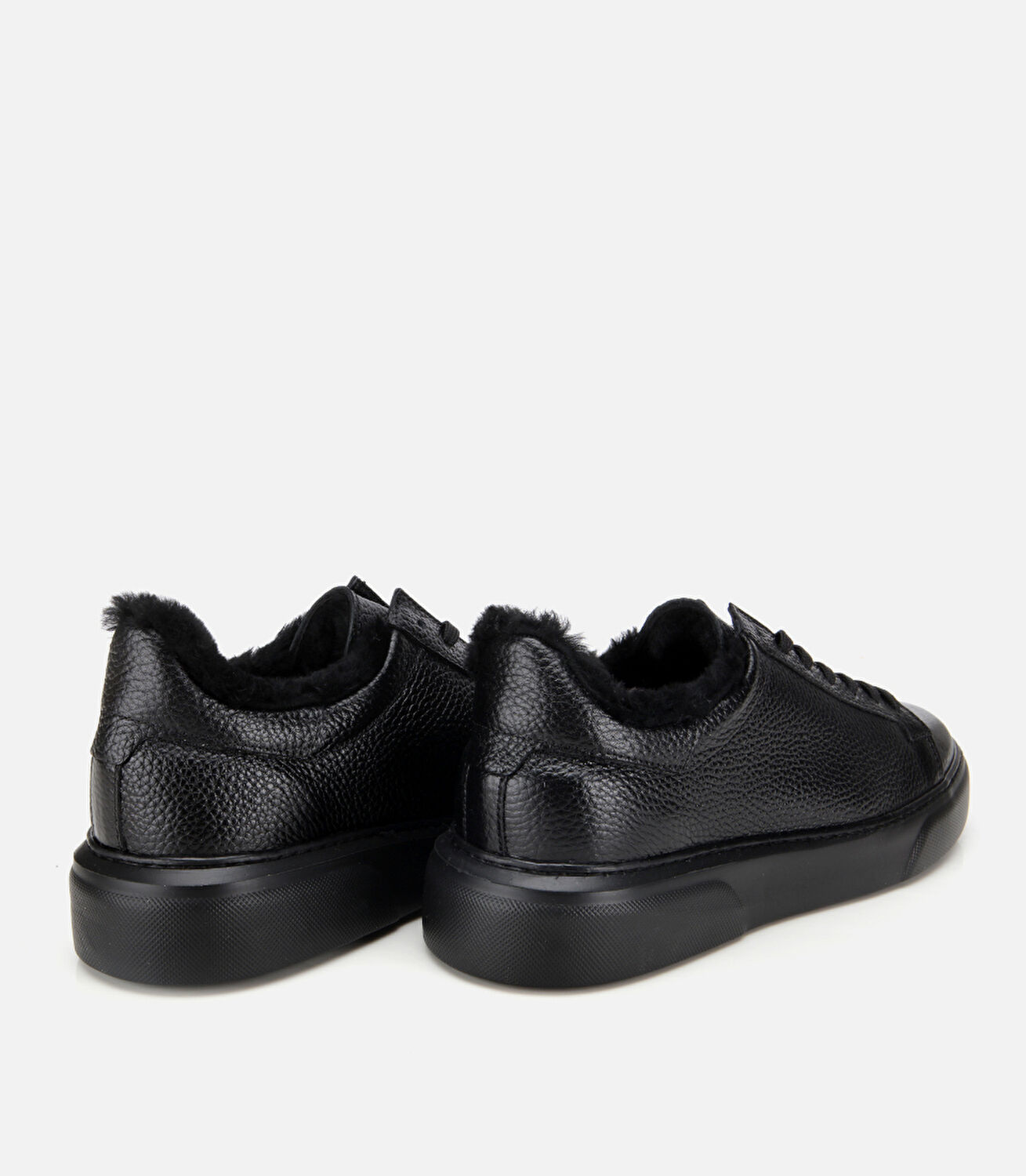 Erkek Deri Siyah İçi Kürklü Düz Günlük Ayakkabı