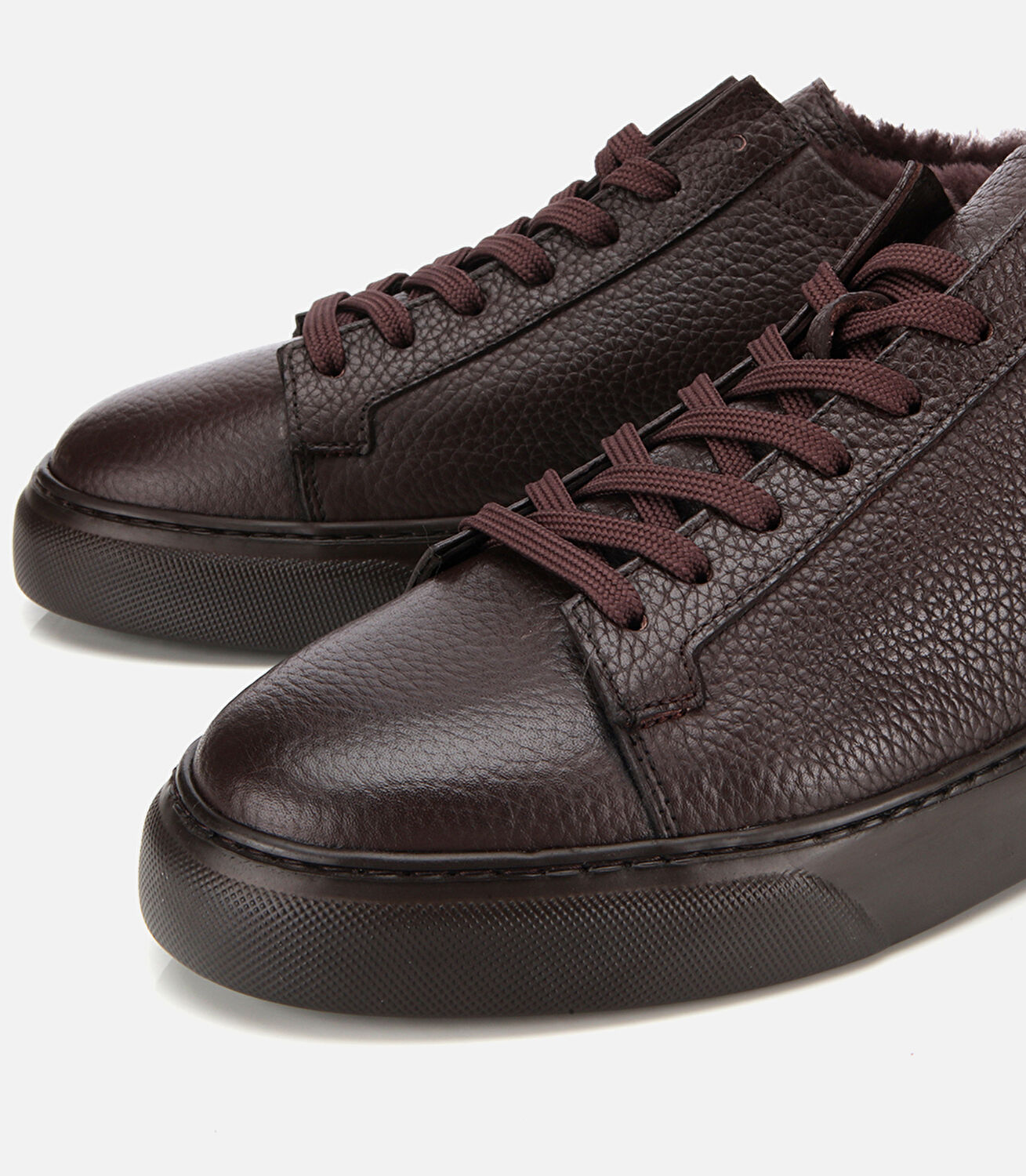 Erkek Deri Kahverengi İçi Kürklü Düz Günlük Ayakkabı