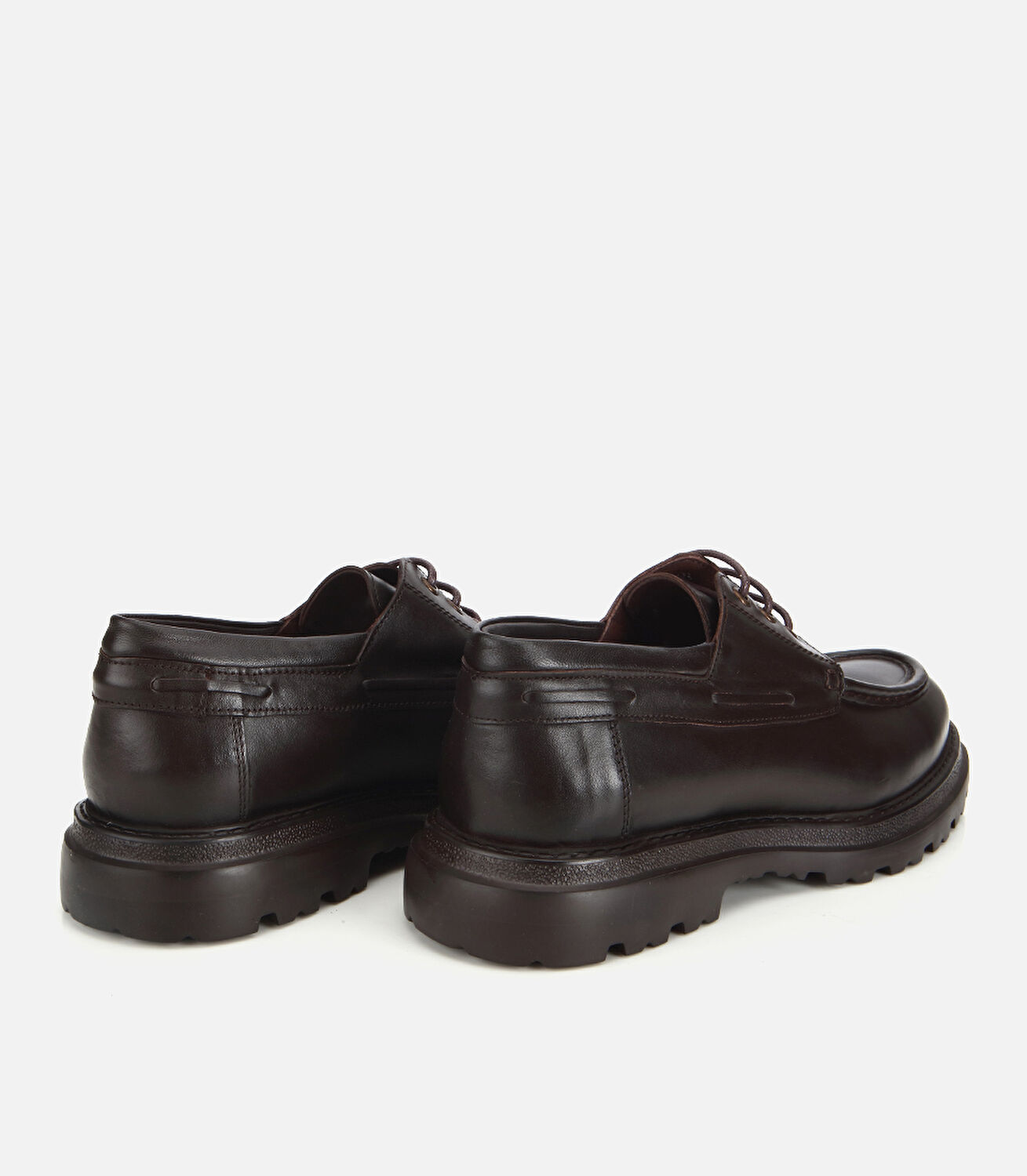 Erkek Deri Kahverengi Dikiş Detaylı Kalın Tabanlı Günlük Ayakkabı