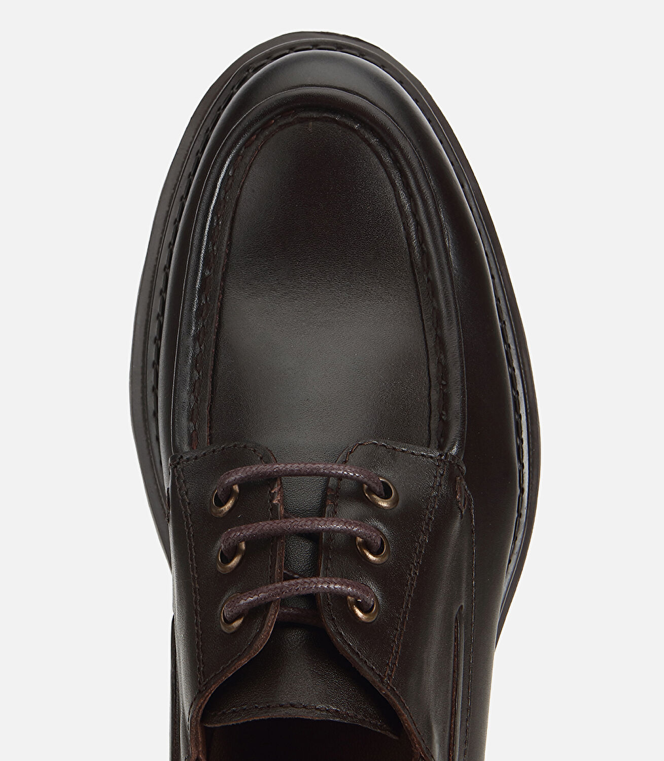 Erkek Deri Kahverengi Dikiş Detaylı Kalın Tabanlı Günlük Ayakkabı