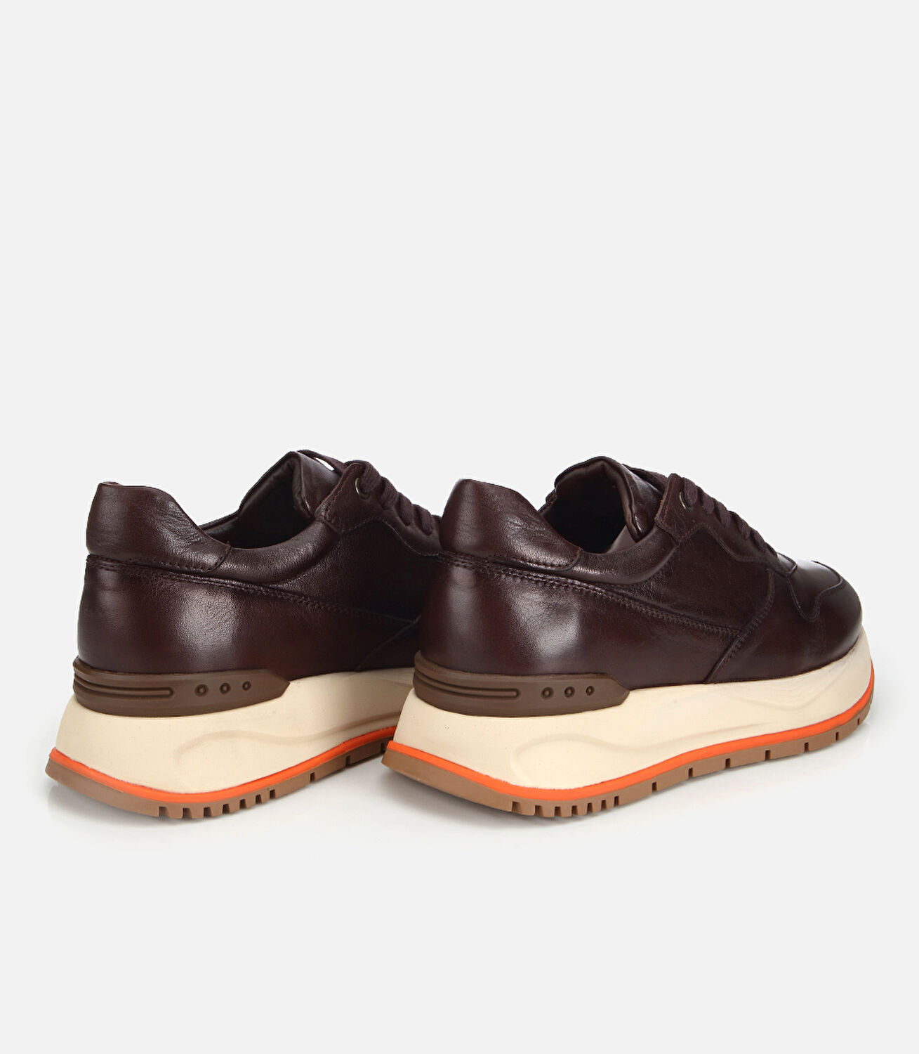 Erkek Deri Kahverengi Yüksek Tabanlı Spor Ayakkabı