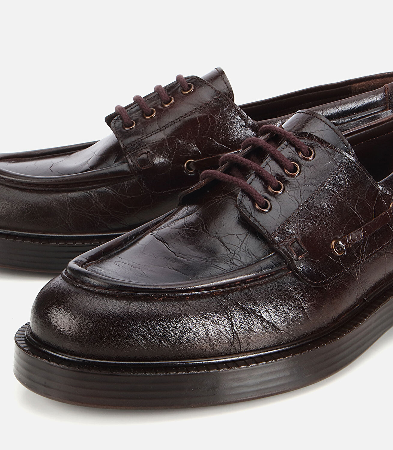 Erkek Deri Kahverengi Dikiş Detaylı Kalın Tabanlı Günlük Ayakkabı