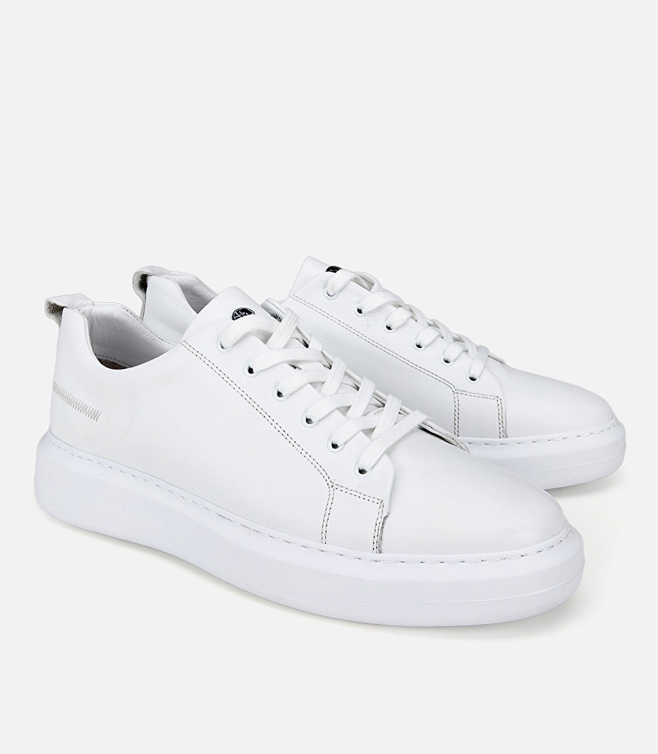 Erkek Deri Beyaz Düz Günlük Ayakkabı