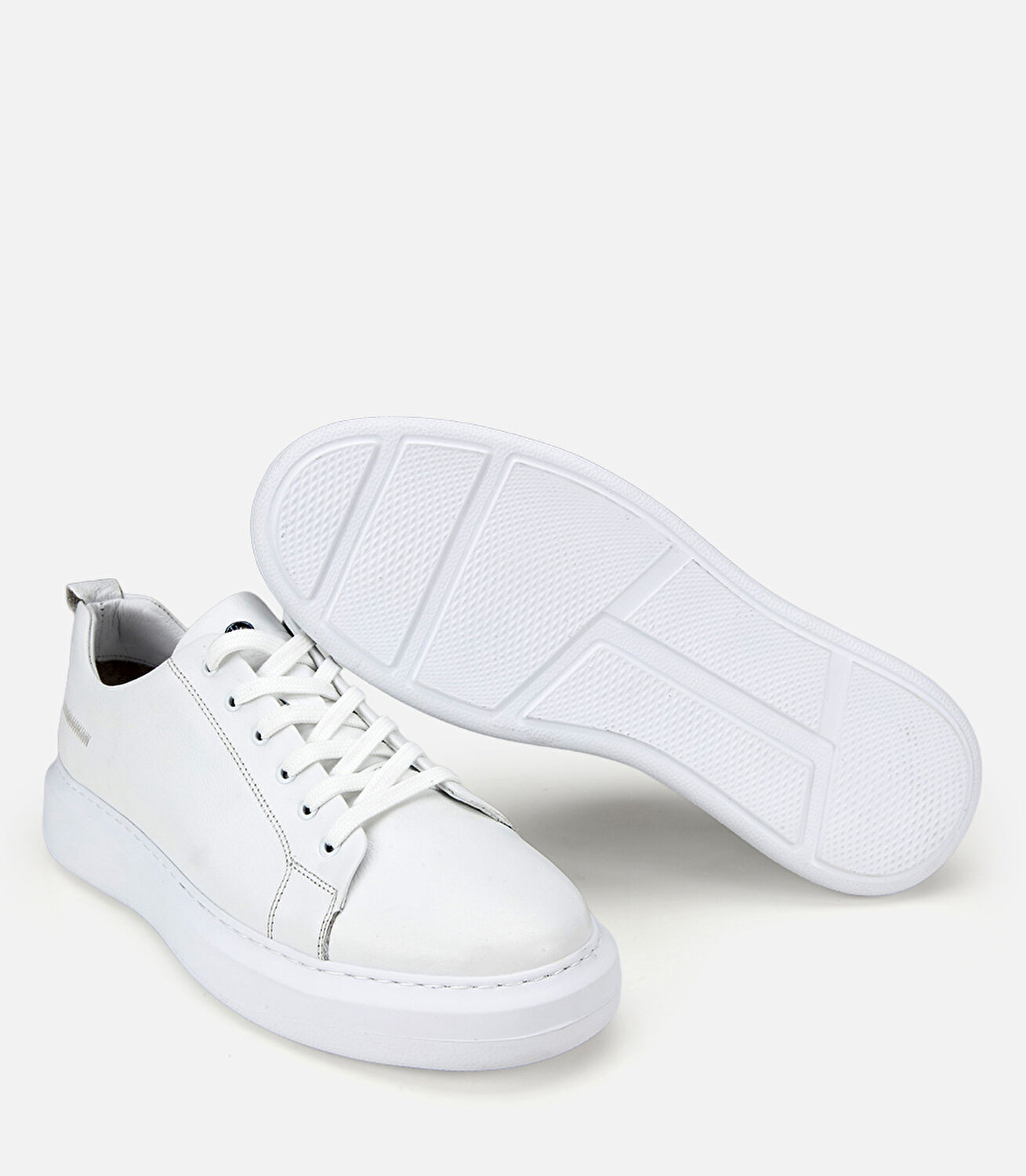 Erkek Deri Beyaz Düz Günlük Ayakkabı