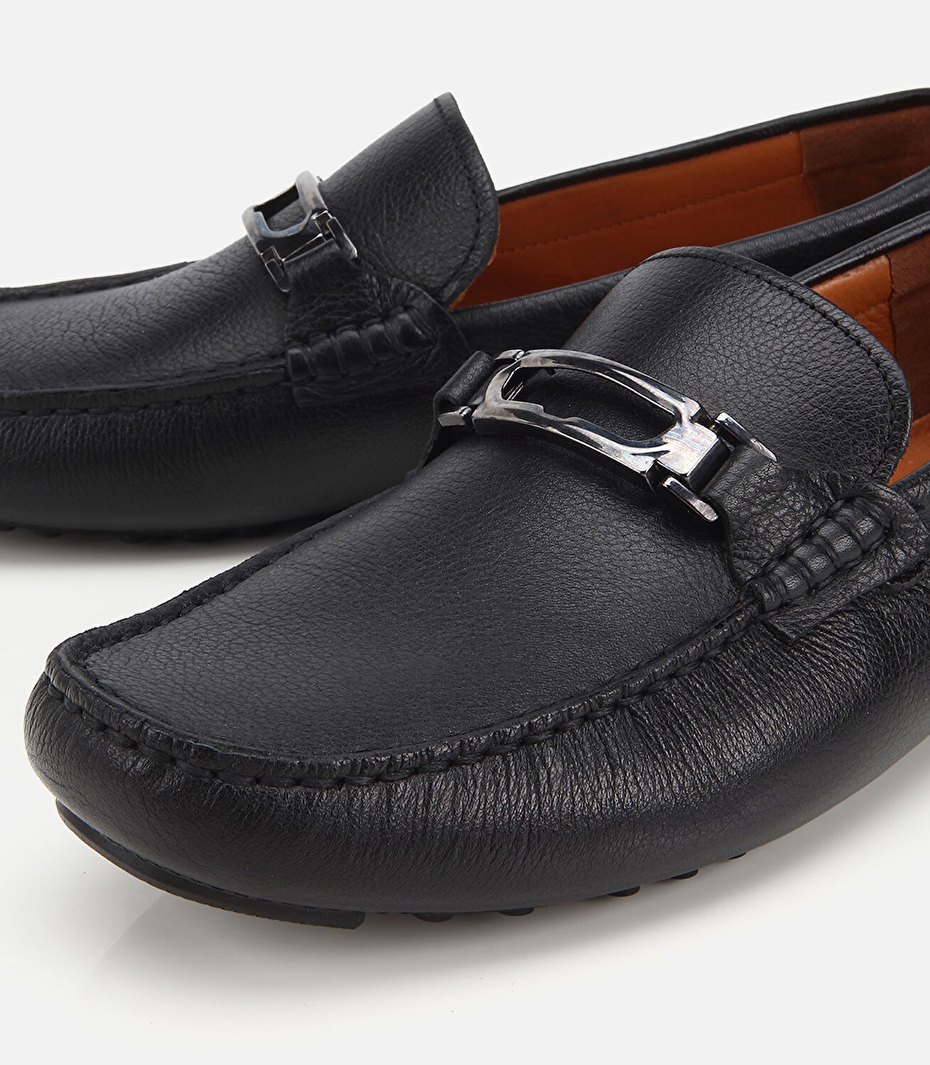 Erkek Deri Siyah Toka Detaylı Günlük Loafer