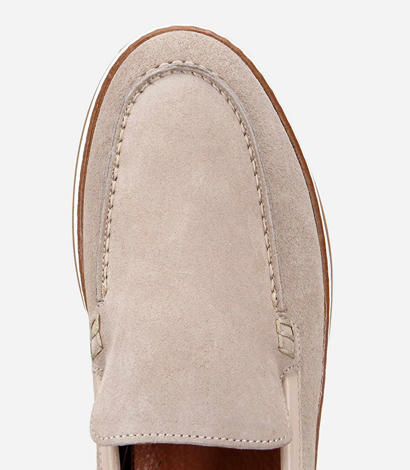 Erkek Süet Deri Bej Kalın Tabanlı Günlük Loafer