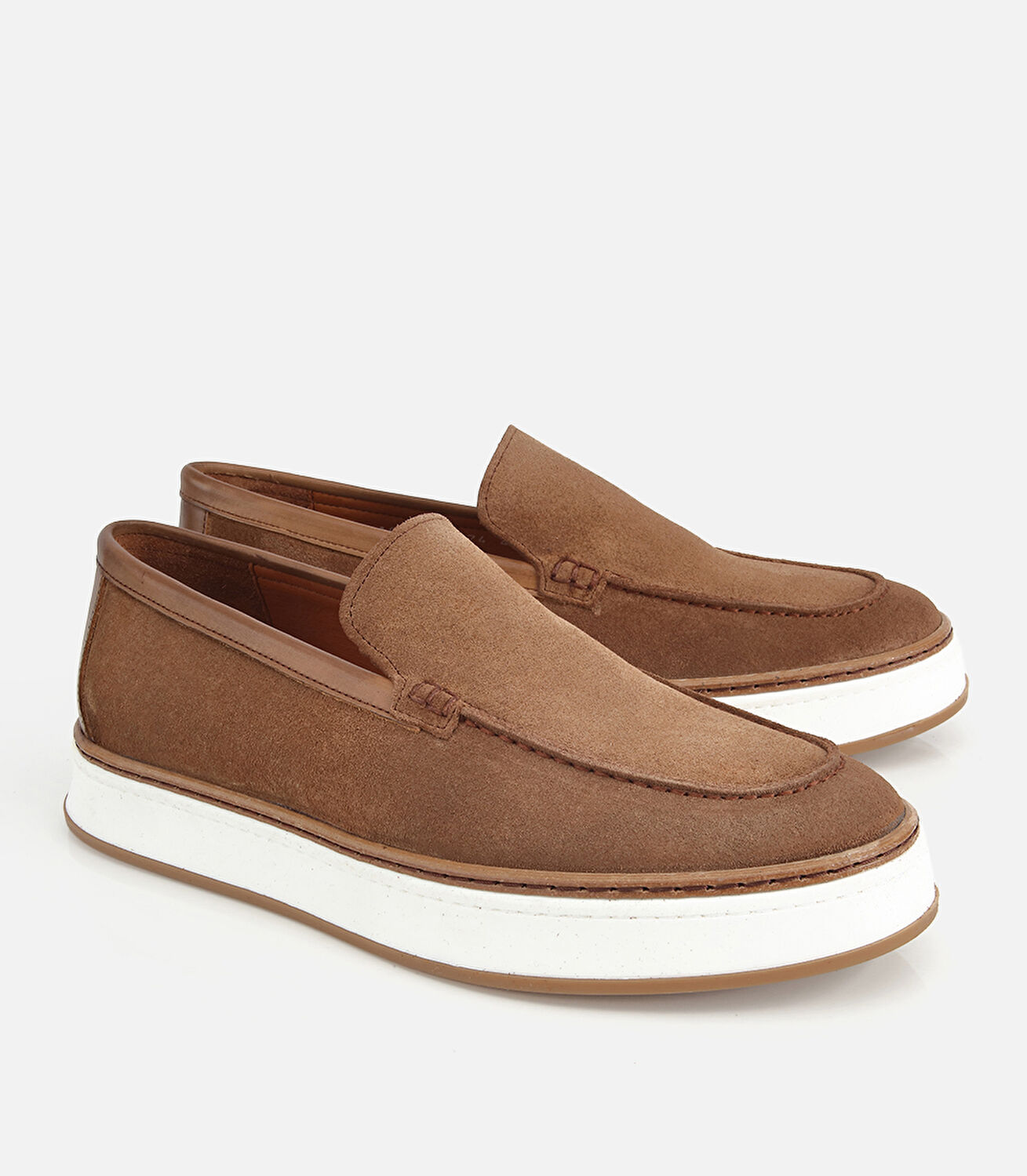 Erkek Süet Deri Taba Kalın Tabanlı Günlük Loafer