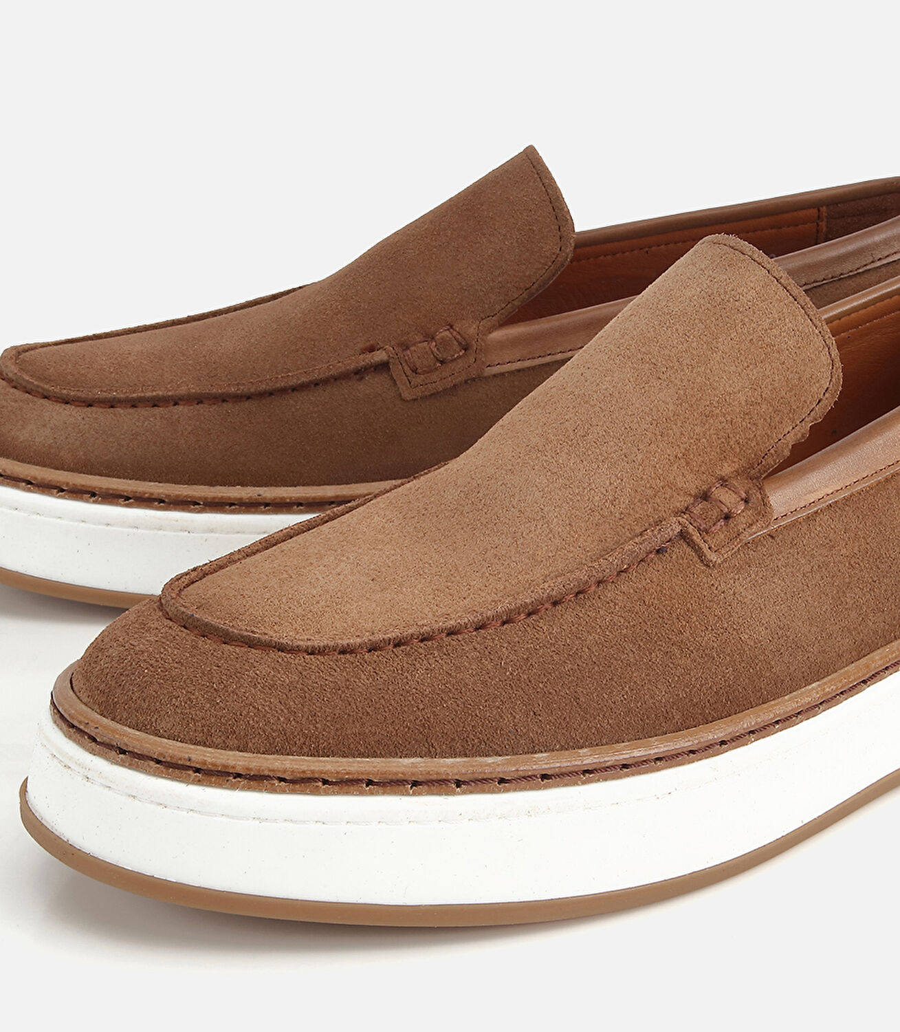 Erkek Süet Deri Taba Kalın Tabanlı Günlük Loafer