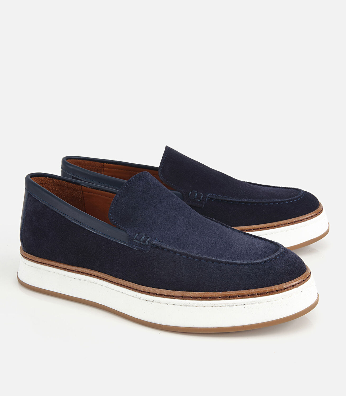 Erkek Süet Deri Lacivert Kalın Tabanlı Günlük Loafer