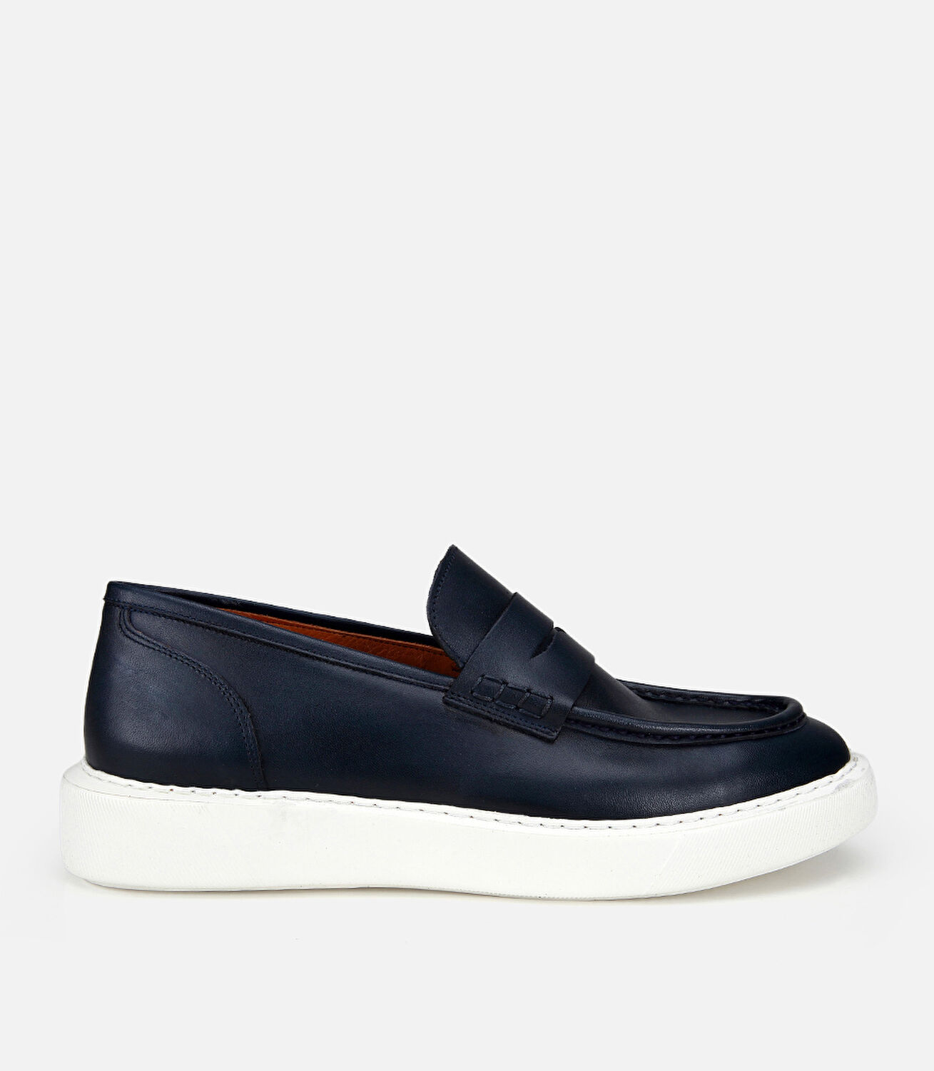 Erkek  Deri Lacivert Kalın Tabanlı Günlük Loafer