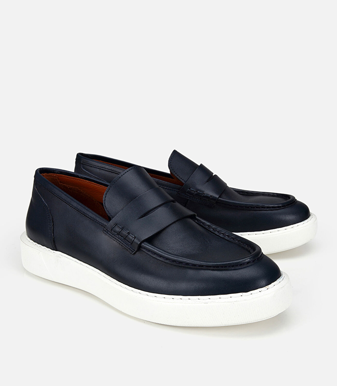 Erkek  Deri Lacivert Kalın Tabanlı Günlük Loafer