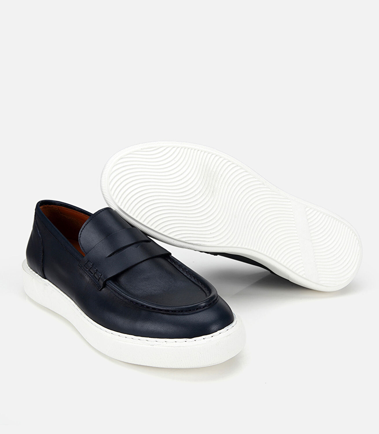 Erkek  Deri Lacivert Kalın Tabanlı Günlük Loafer