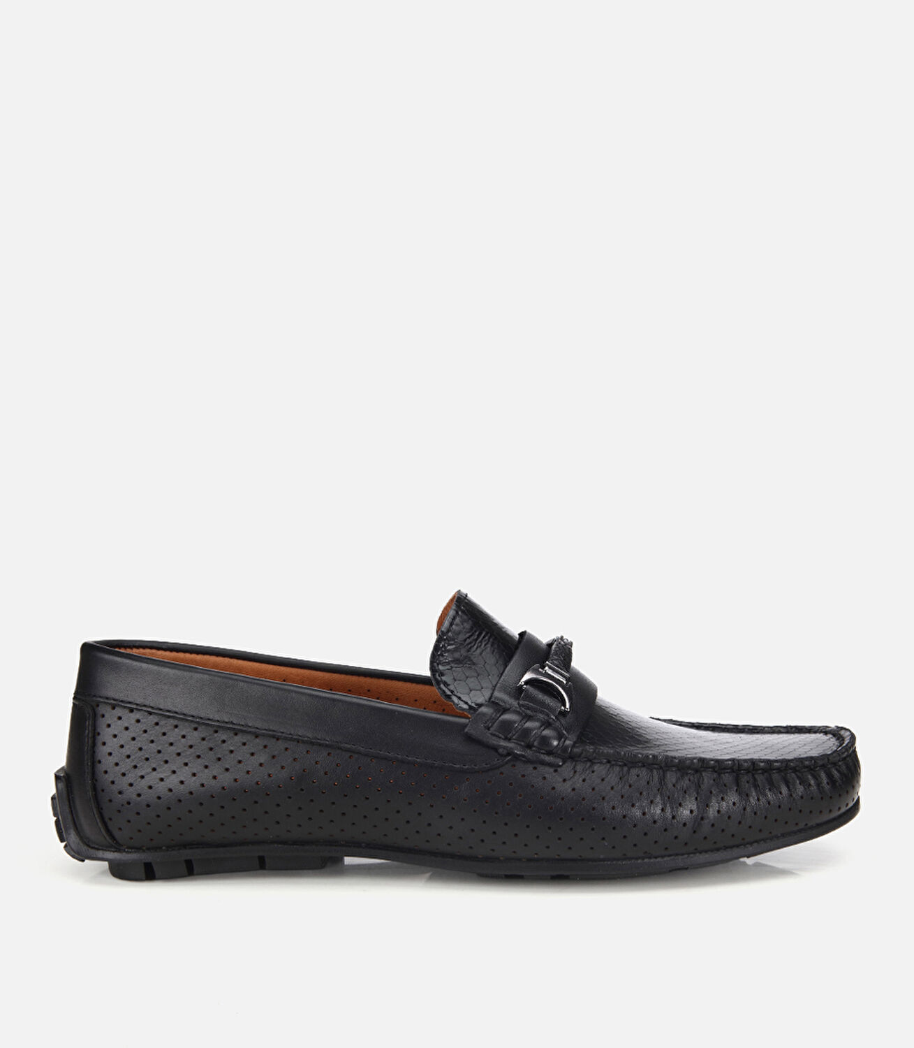 Erkek Deri Siyah Tokalı Günlük Loafer
