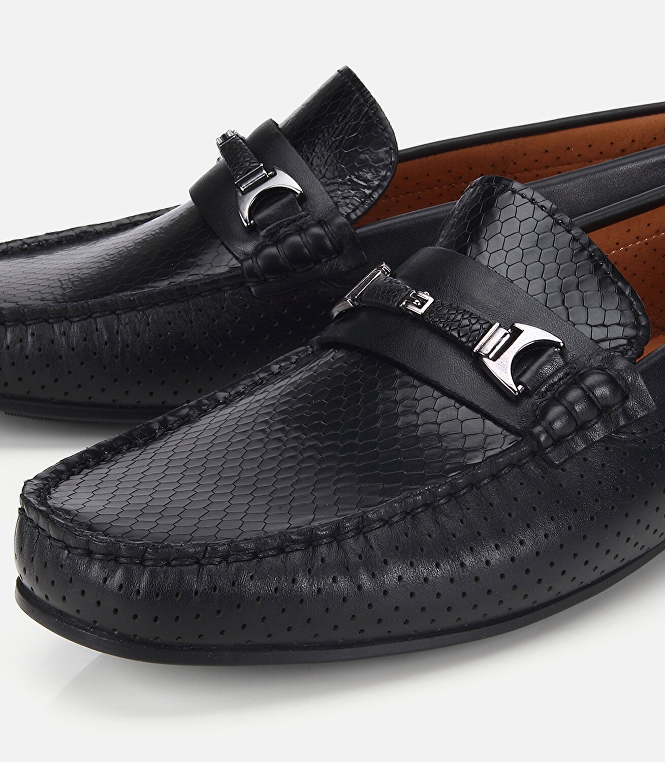 Erkek Deri Siyah Tokalı Günlük Loafer