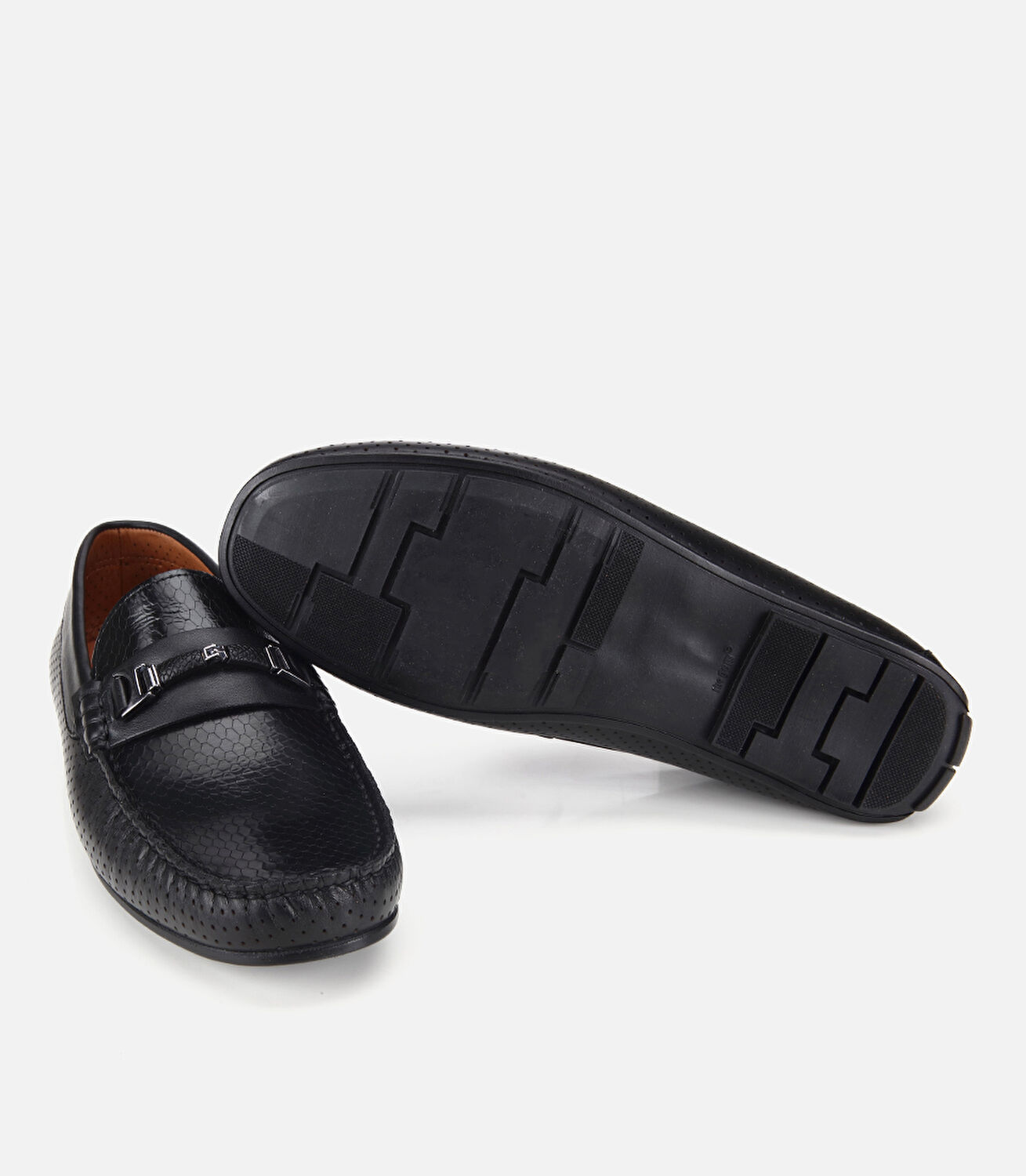 Erkek Deri Siyah Tokalı Günlük Loafer