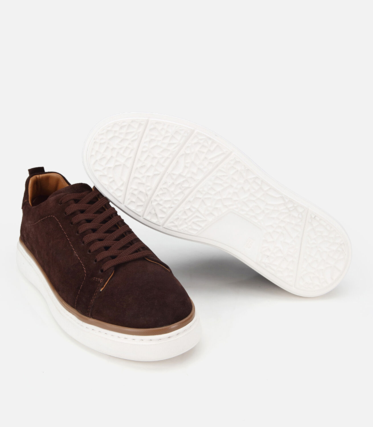 Erkek  Süet Deri Kahverengi Dikiş Detaylı Günlük Ayakkabı