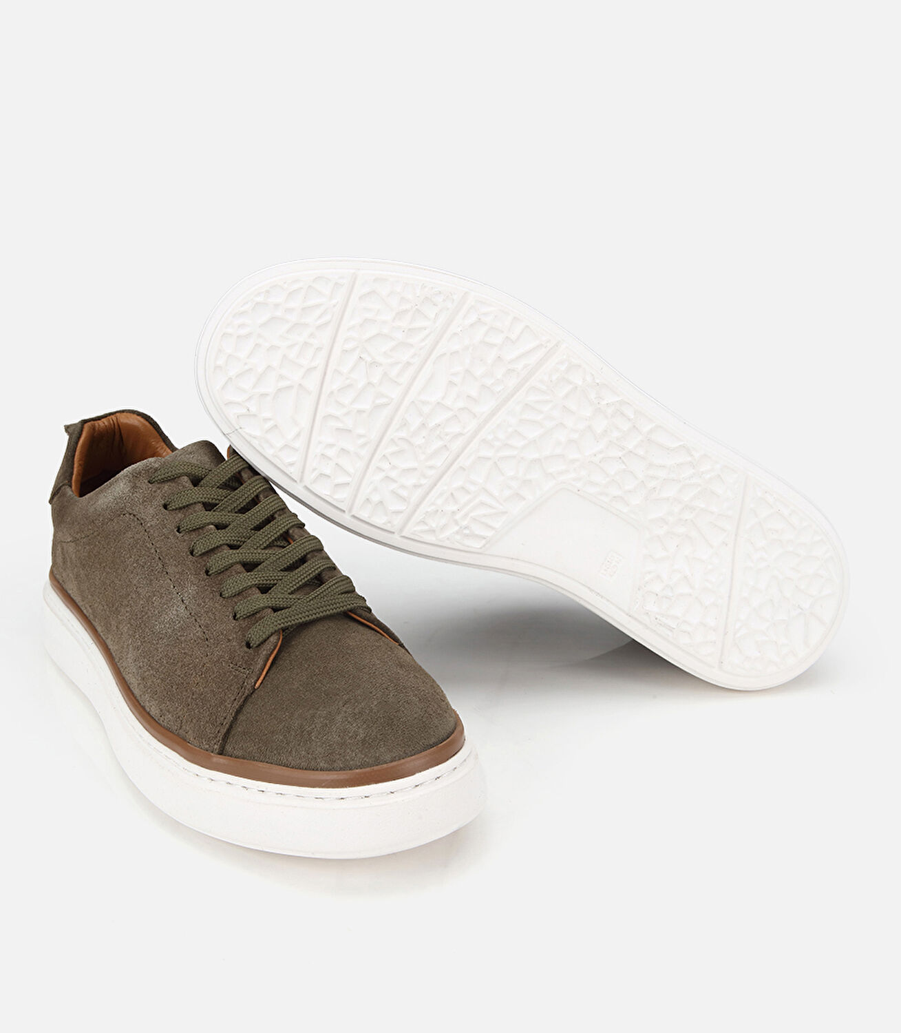 Erkek  Süet Deri Haki Dikiş Detaylı Günlük Ayakkabı