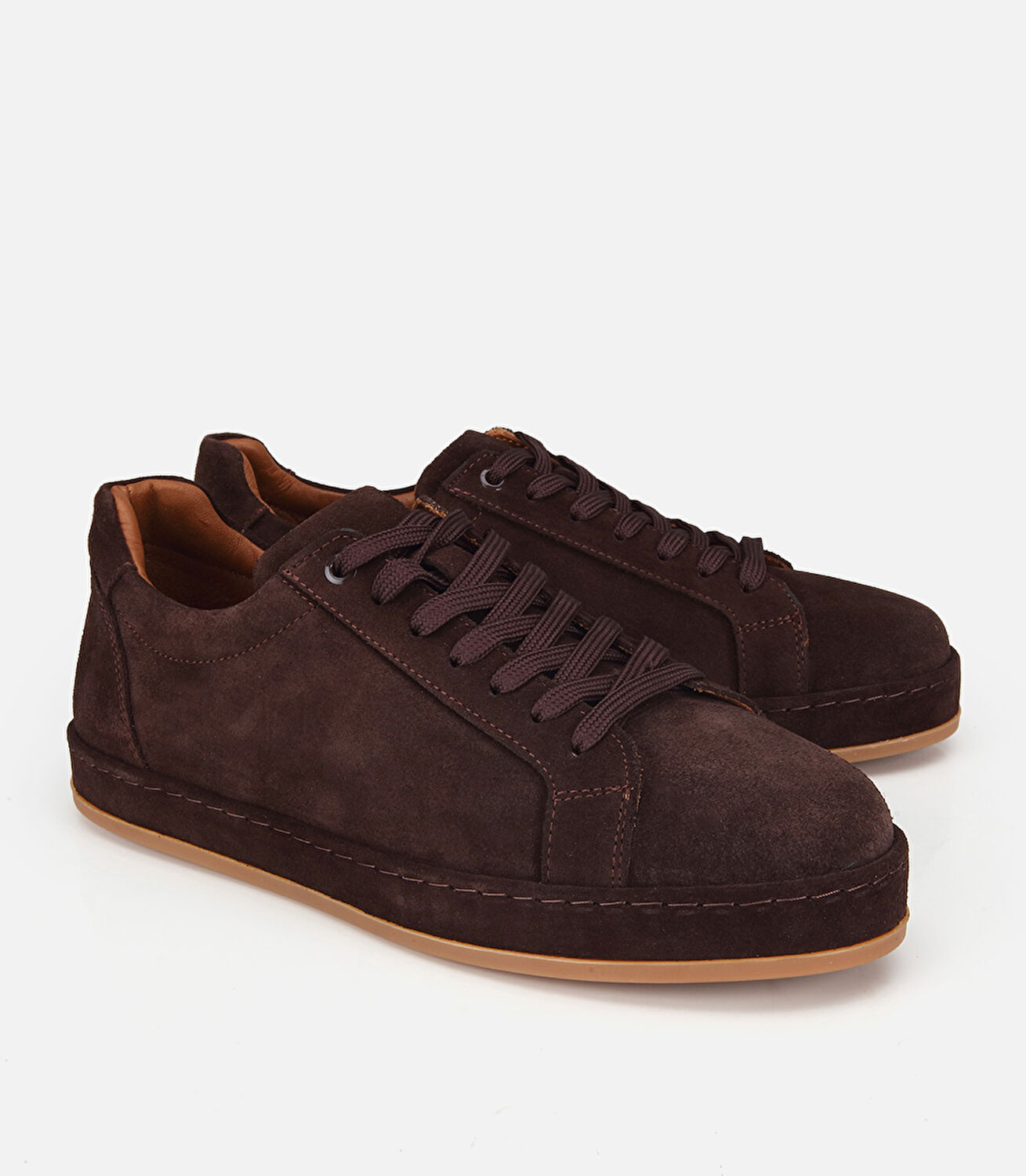 Erkek Süet Deri Kahverengi Dikiş Detaylı Günlük Ayakkabı