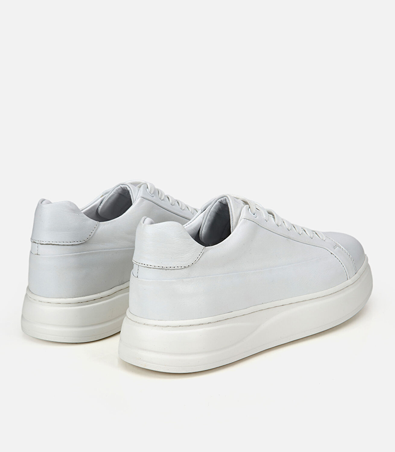 Erkek Deri Beyaz Yüksek Tabanlı Günlük Ayakkabı