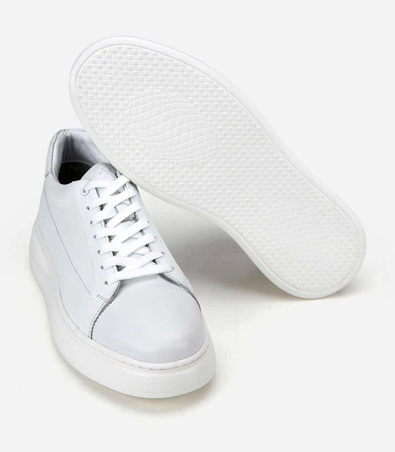 Erkek Deri Beyaz Yüksek Tabanlı Günlük Ayakkabı