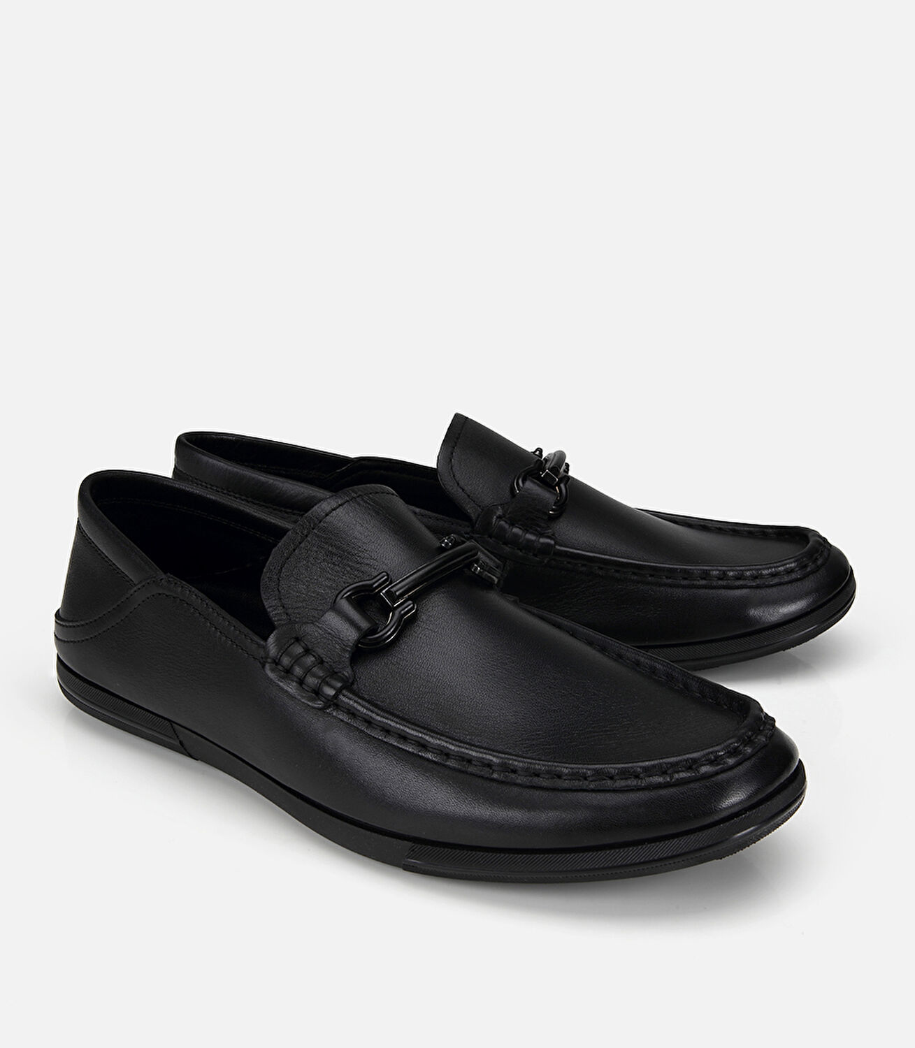 Erkek Deri Siyah Yumuşak Dokulu Tokalı Günlük Loafer