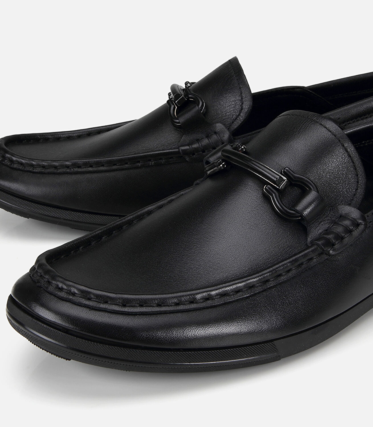 Erkek Deri Siyah Yumuşak Dokulu Tokalı Günlük Loafer