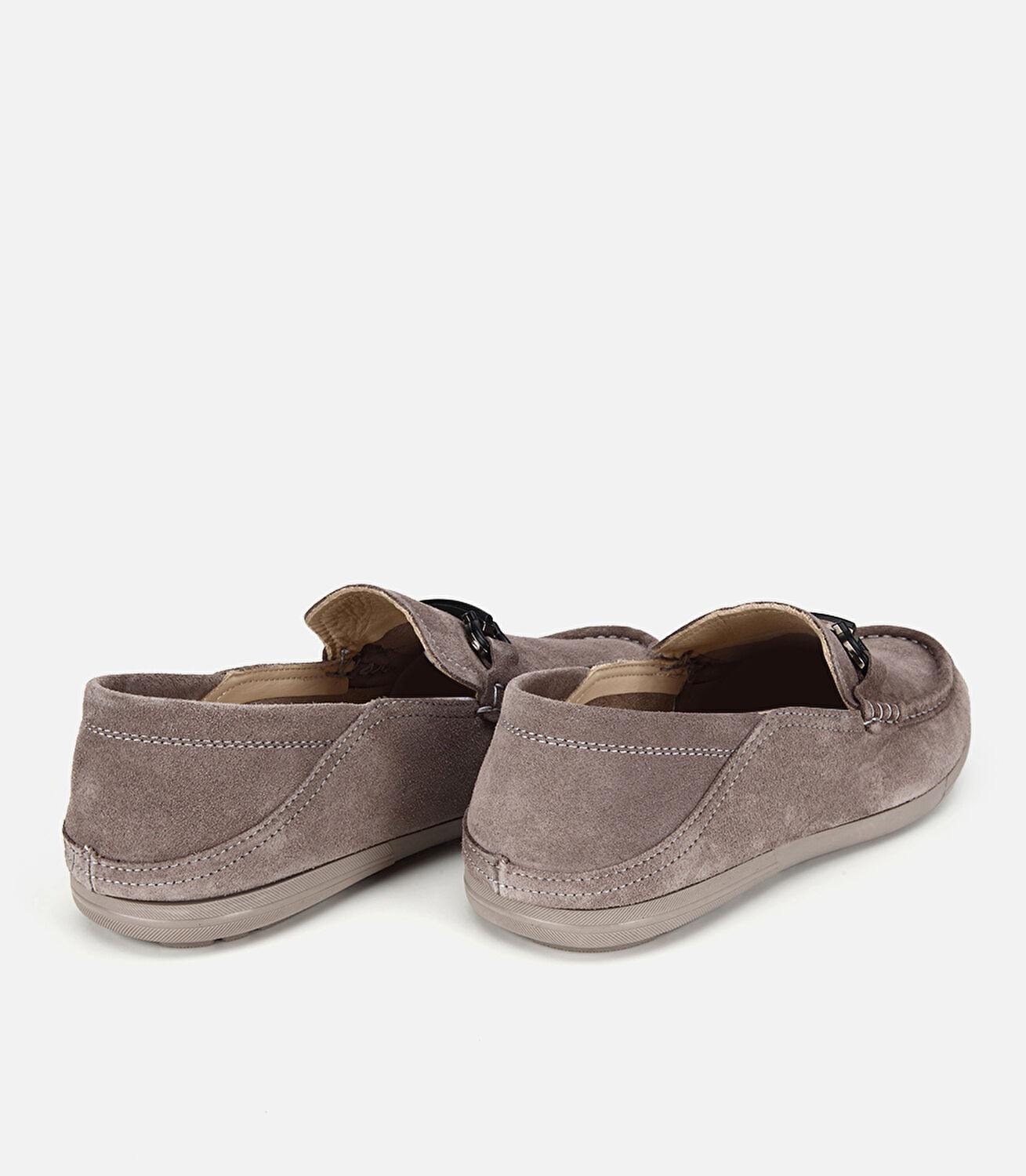 Erkek Süet Deri Gri Toka Detaylı Comfort Loafer Ayakkabı