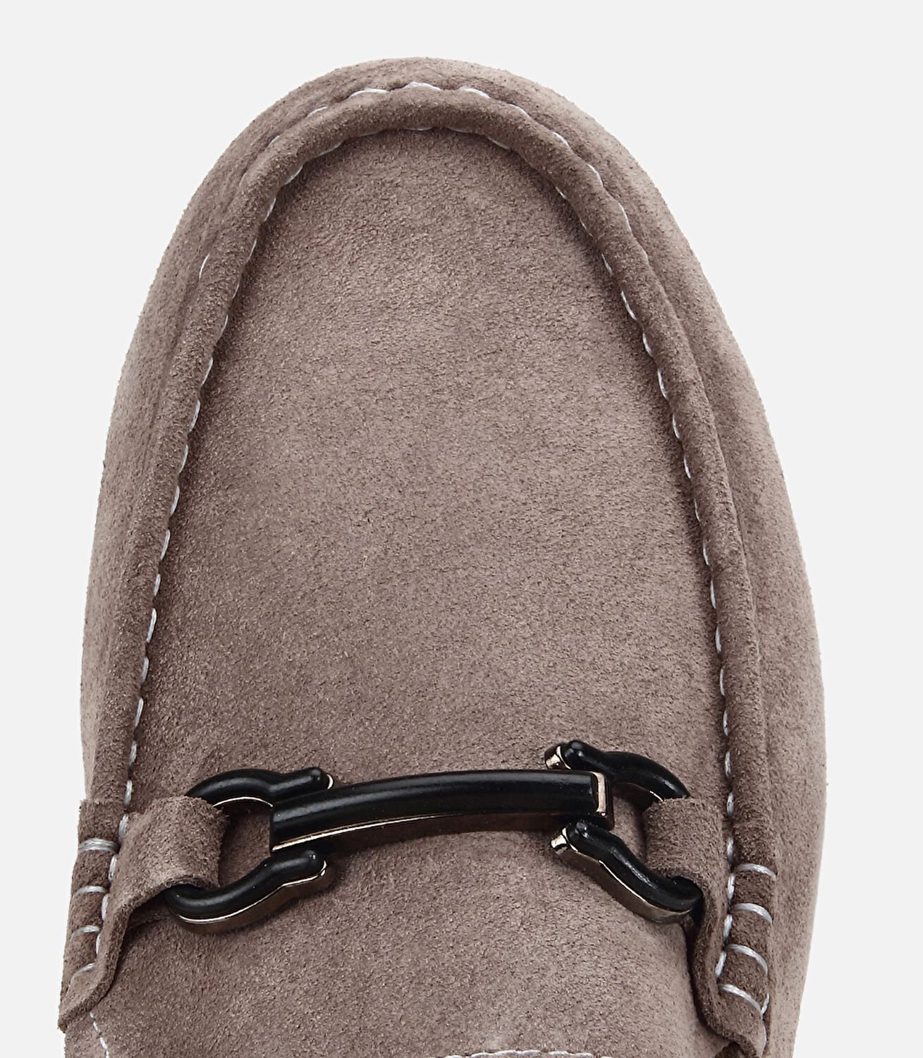 Erkek Süet Deri Gri Toka Detaylı Comfort Loafer Ayakkabı