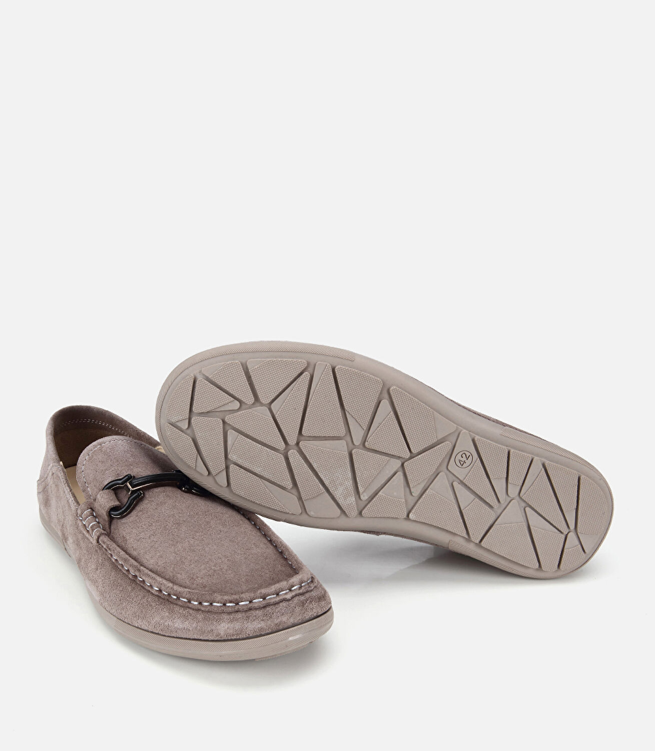 Erkek Süet Deri Gri Toka Detaylı Comfort Loafer Ayakkabı