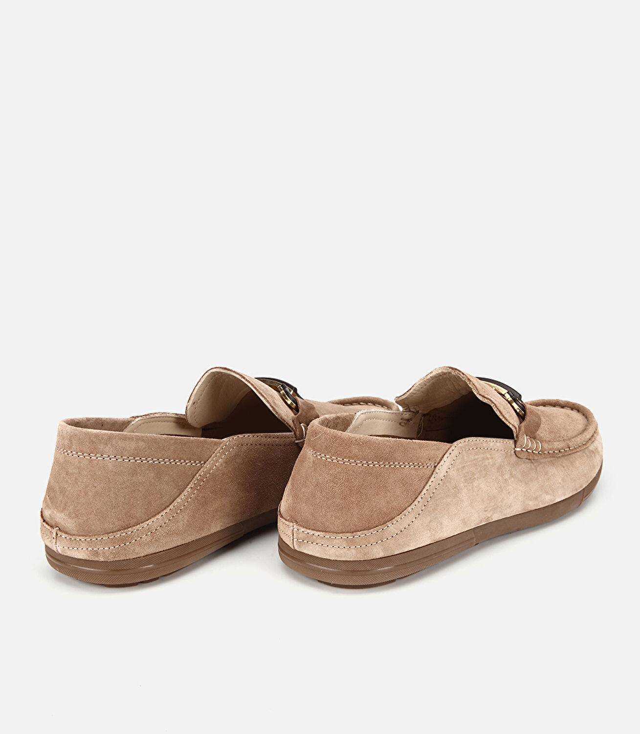 Erkek Süet Deri Bej Toka Detaylı Comfort Loafer Ayakkabı
