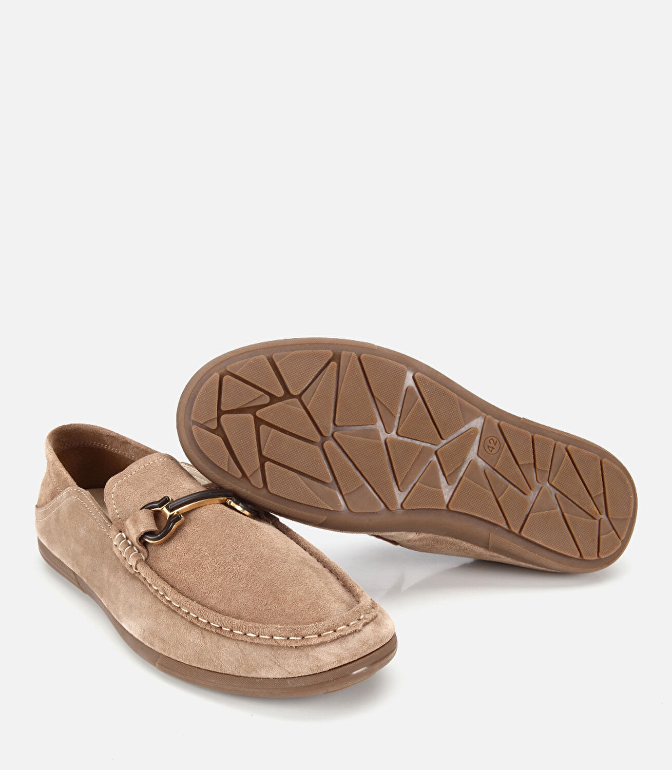 Erkek Süet Deri Bej Toka Detaylı Comfort Loafer Ayakkabı