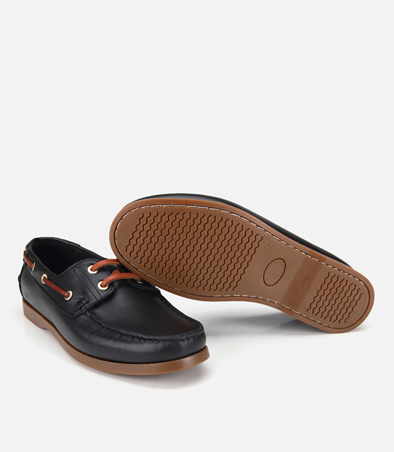 Erkek Deri Siyah Bağcık Detaylı Günlük Loafer