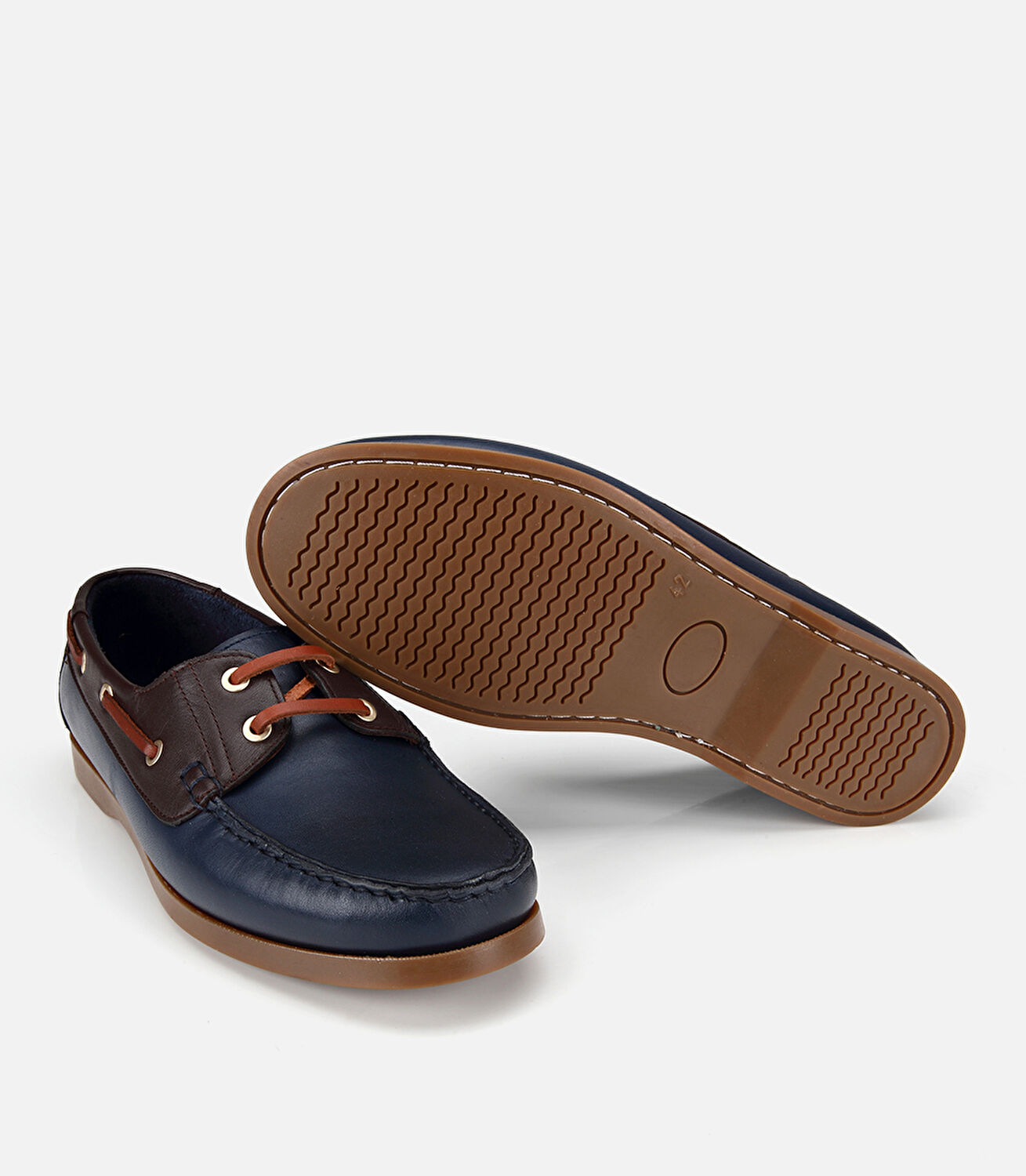 Erkek Deri Lacivert Bağcık Detaylı Günlük Loafer