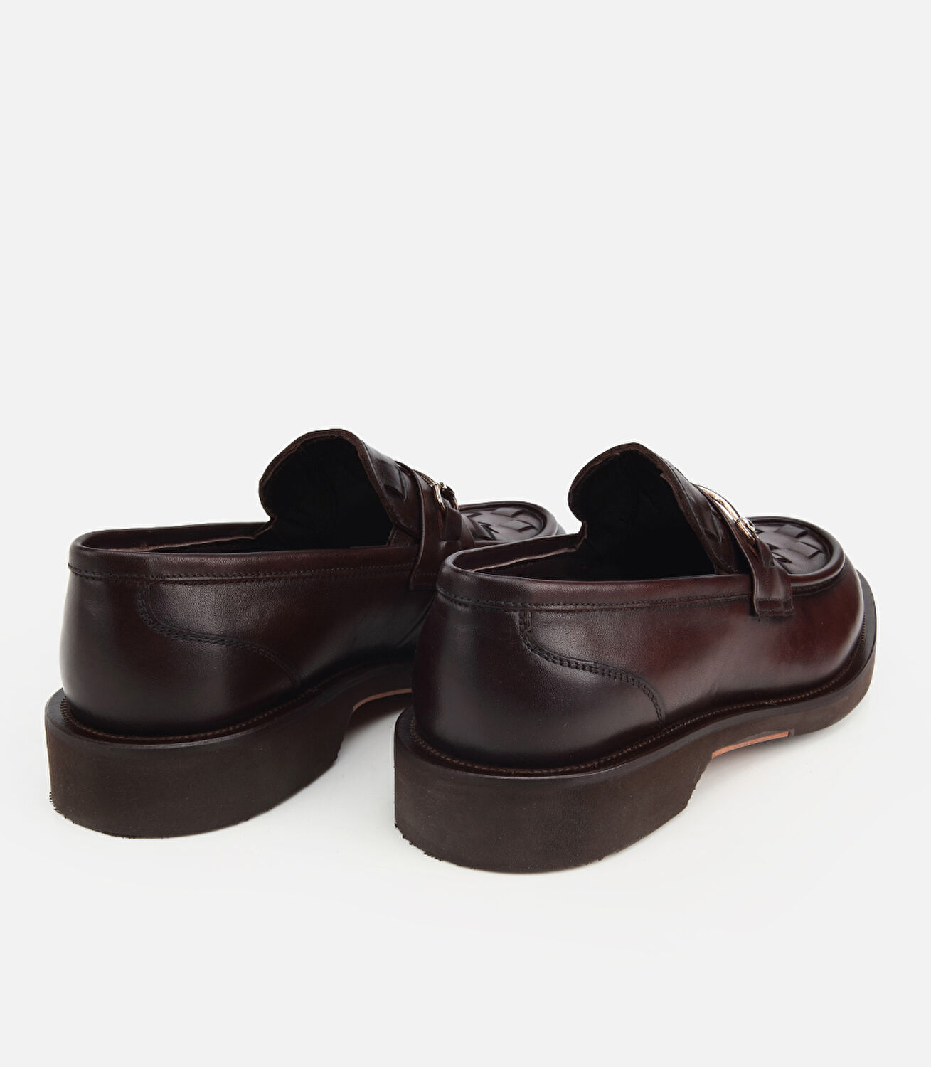 Erkek Deri Kahverengi Örme Metal Detaylı Klasik Loafer