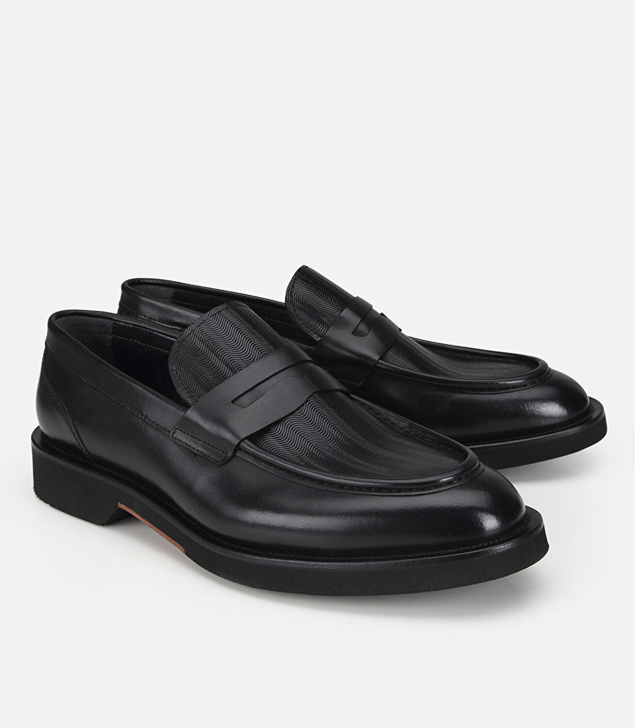 Erkek Deri Siyah Kalın Tabanlı Klasik Loafer
