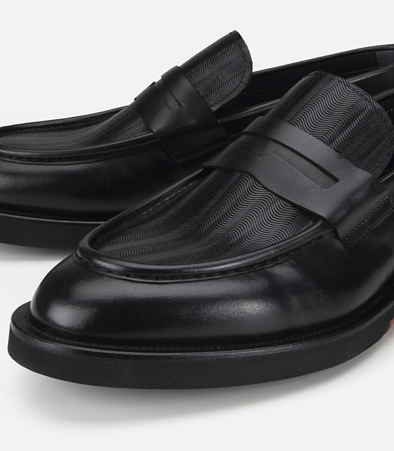 Erkek Deri Siyah Kalın Tabanlı Klasik Loafer