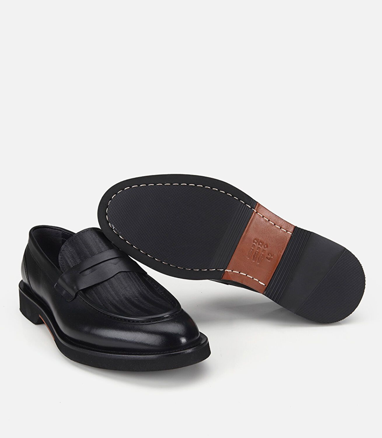 Erkek Deri Siyah Kalın Tabanlı Klasik Loafer