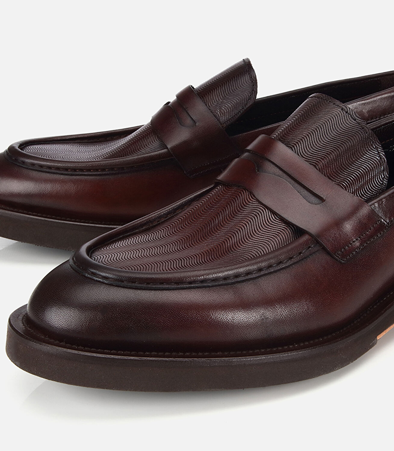 Erkek Deri Kahverengi Kalın Tabanlı Klasik Loafer