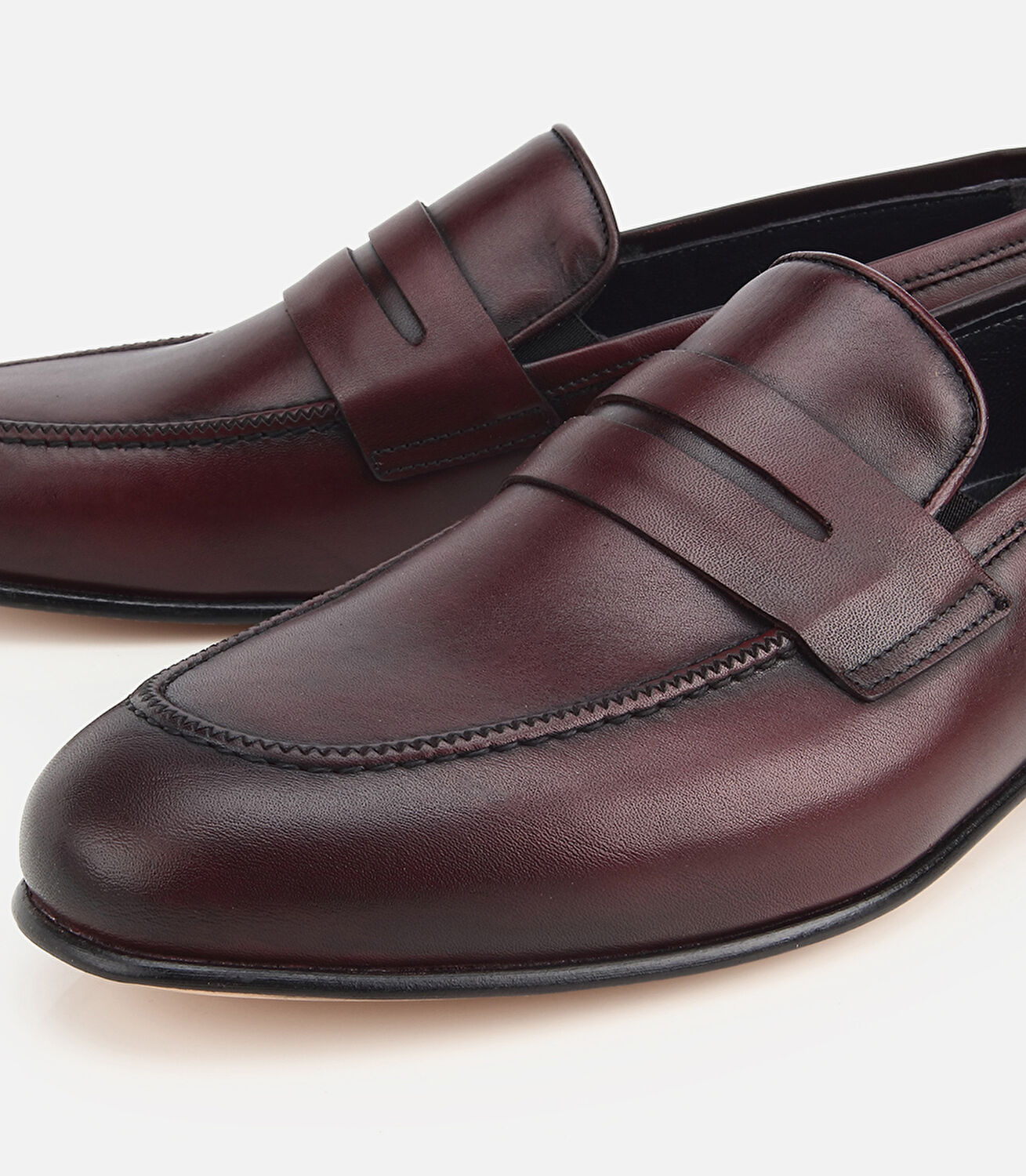 Erkek Deri Bordo Klasik Loafer