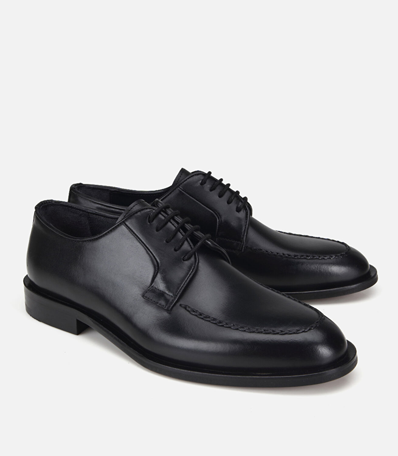 Erkek Deri Siyah Dikiş Detaylı Klasik Ayakkabı