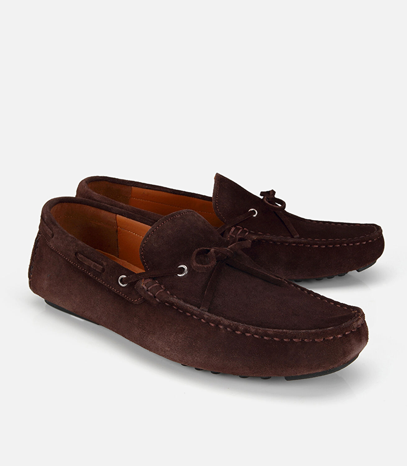 Erkek Süet Deri Kahverengi Fiyonk Detaylı Günlük Loafer