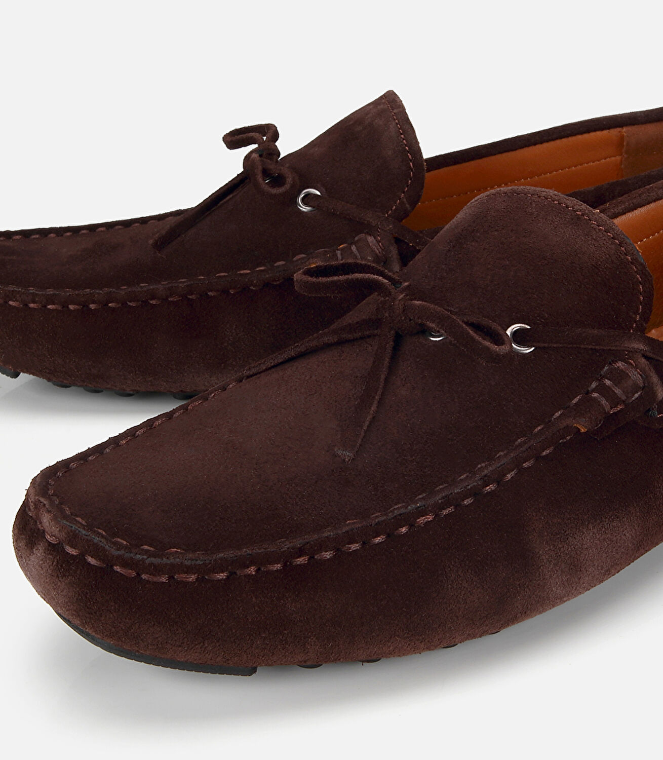 Erkek Süet Deri Kahverengi Fiyonk Detaylı Günlük Loafer