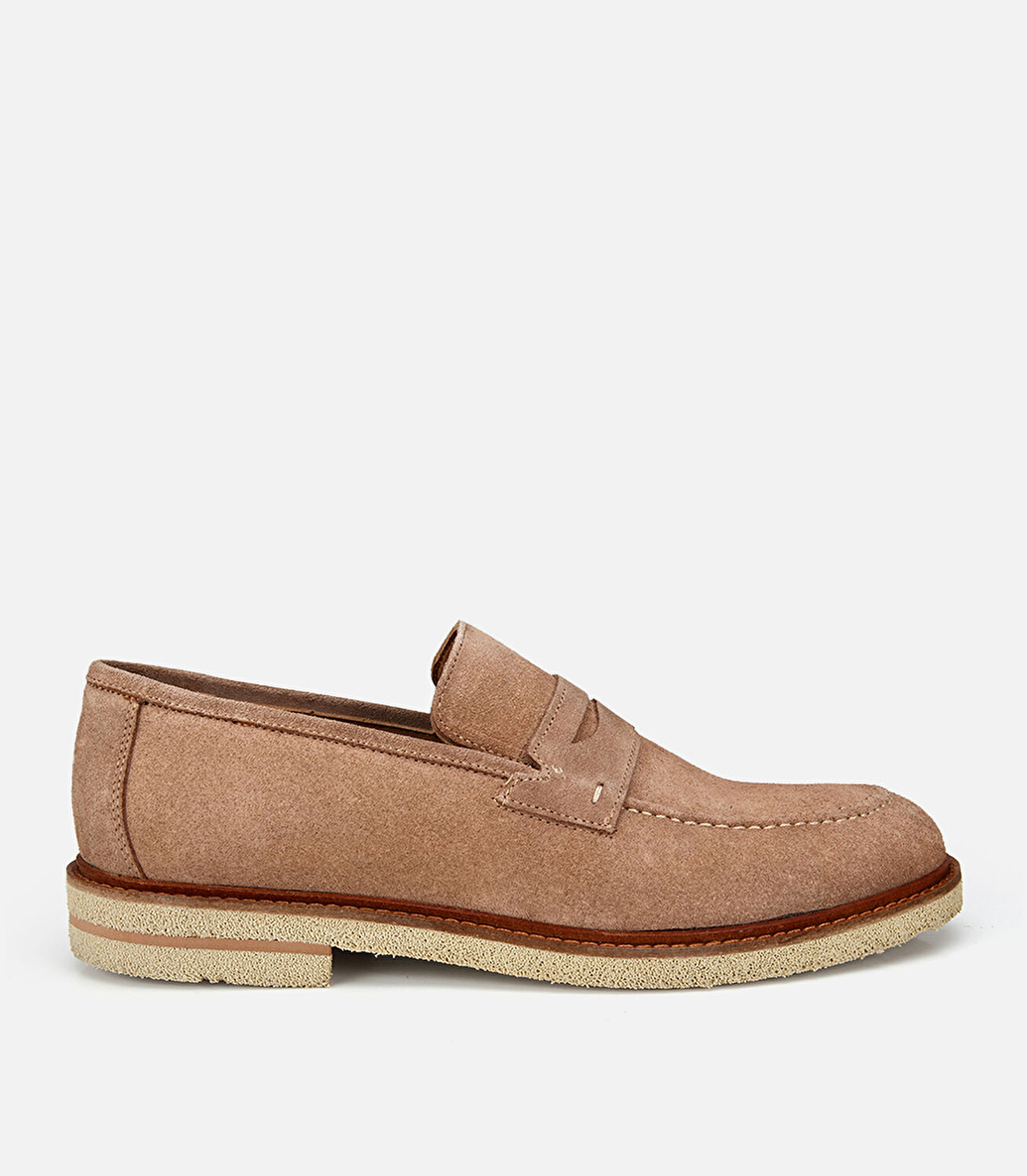 Erkek Süet Deri Bej Klasik Loafer